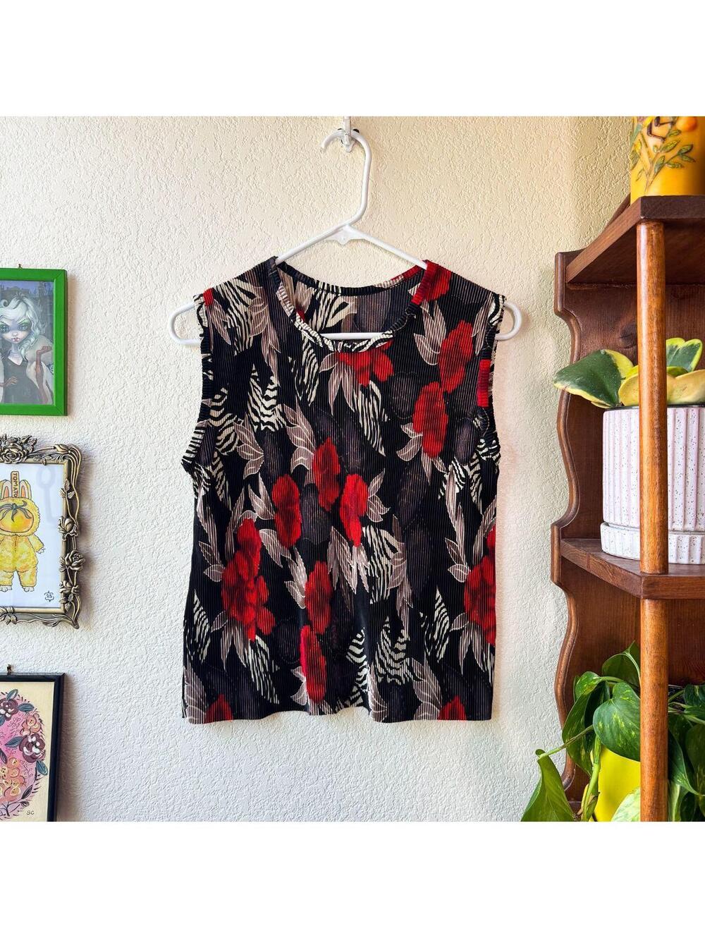 Vintage Women's 90's Floral Scrunchy Flowy Whimsygoth Grunge Goth Blouse